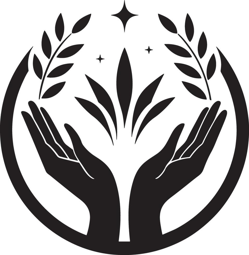 minimal Clean Modern Healing Hand Logo black and white vector