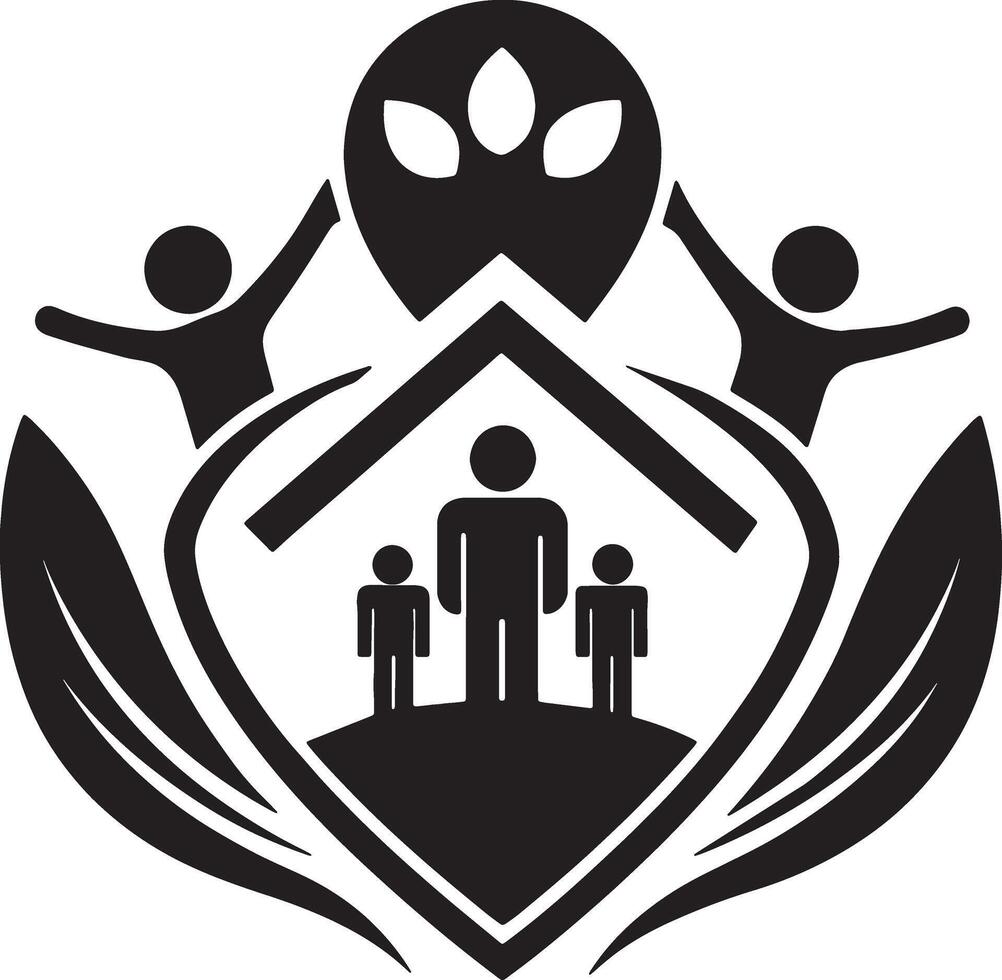 family love logo and icon illustration black and white vector