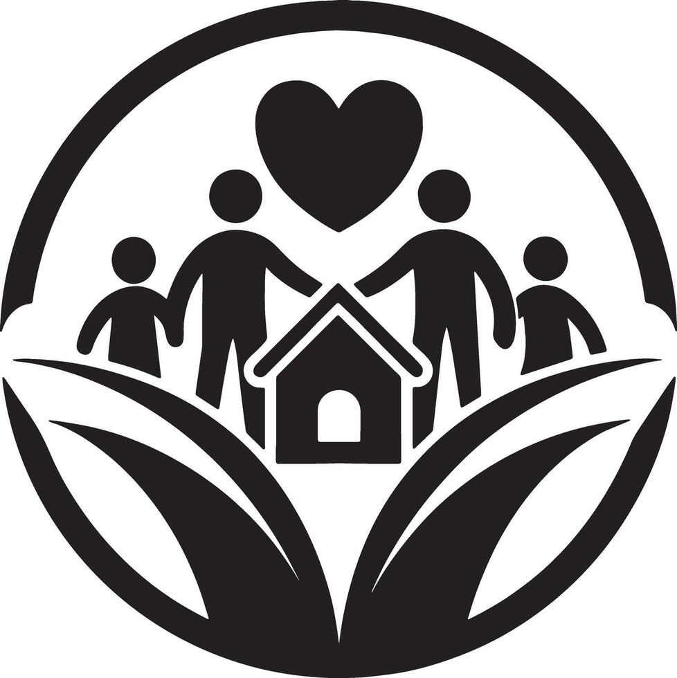 family care logo and icon illustration black and white vector