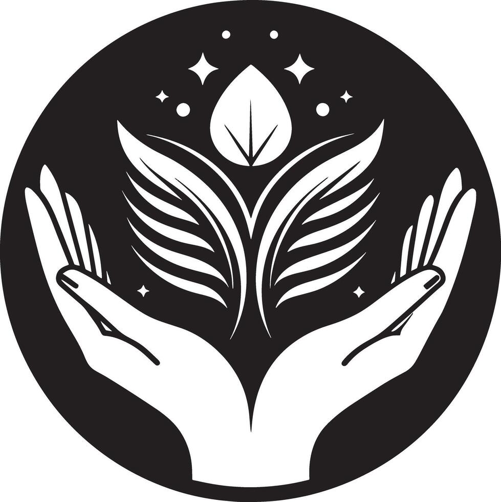 minimal Clean Modern Healing Hand Logo black and white vector
