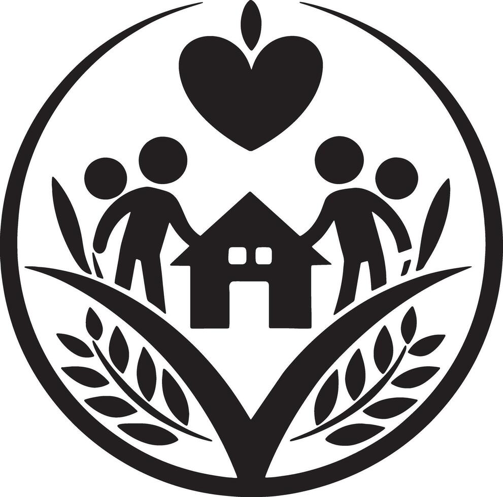 family care logo and icon illustration black and white vector