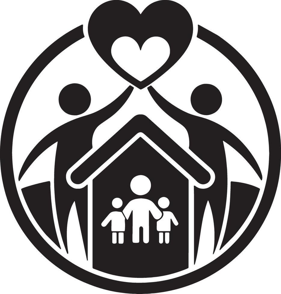 family care logo and icon illustration black and white vector