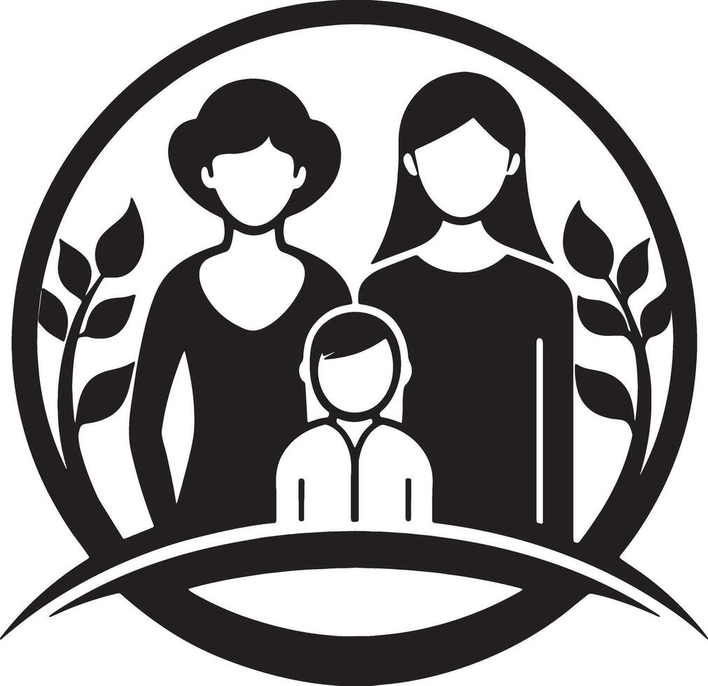family icon and logo illustration black and white vector