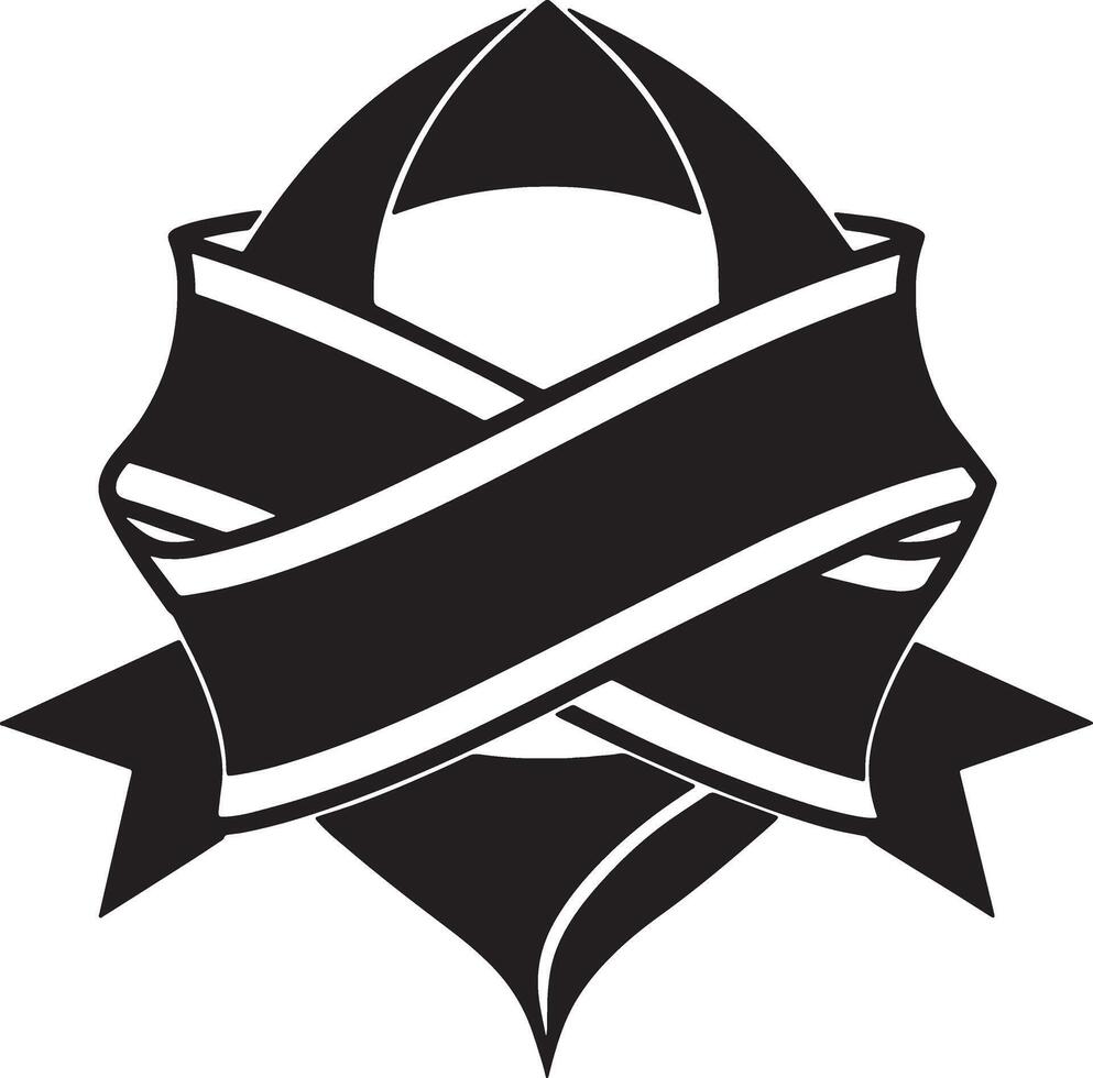 black and white ribbon icon illustration vector