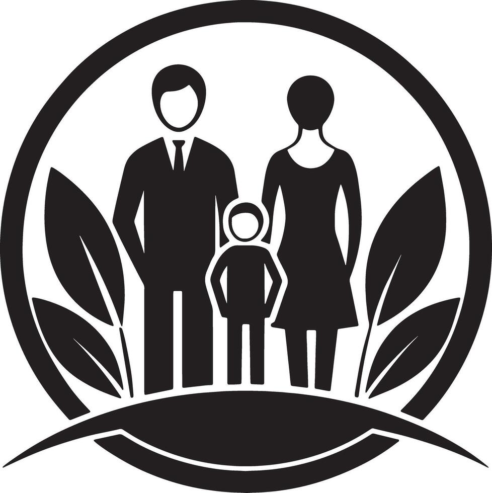 family icon and logo illustration black and white vector