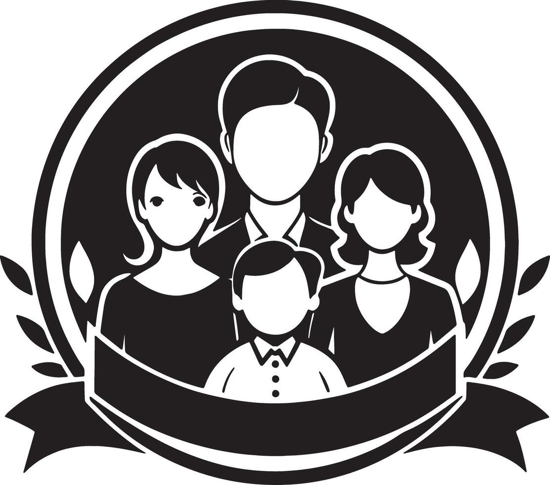 family icon and logo illustration black and white vector