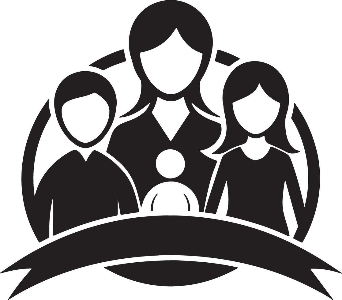 family icon and logo illustration black and white vector