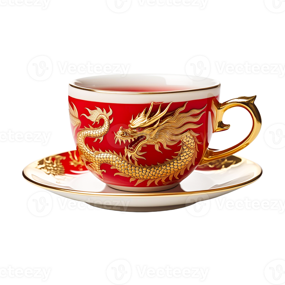 a red cup with a dragon on it png