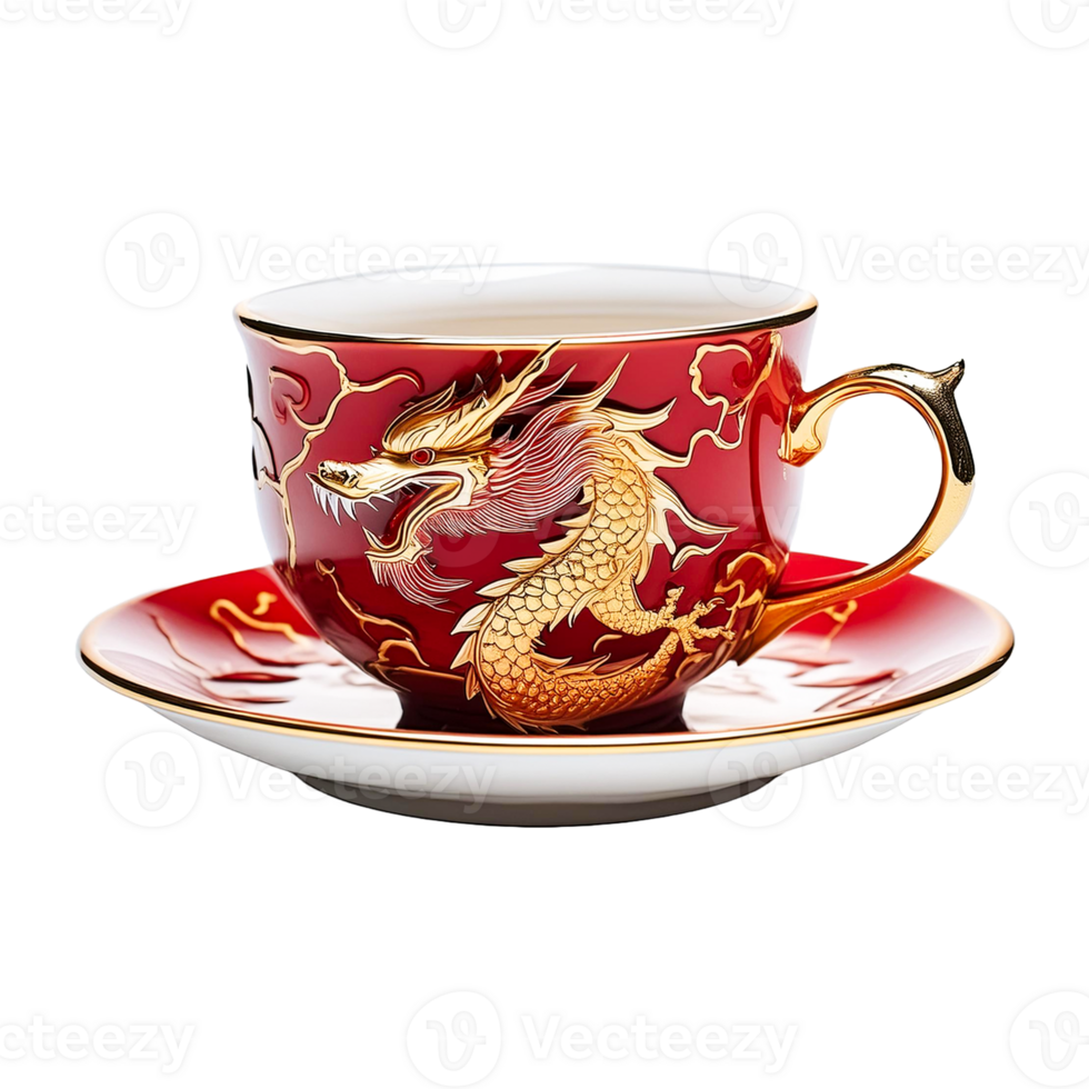 a Chinese dragon cup with a dragon on it png