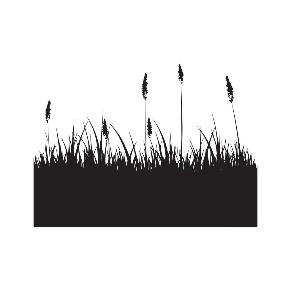 Grass simple minimal black color silhouette vector