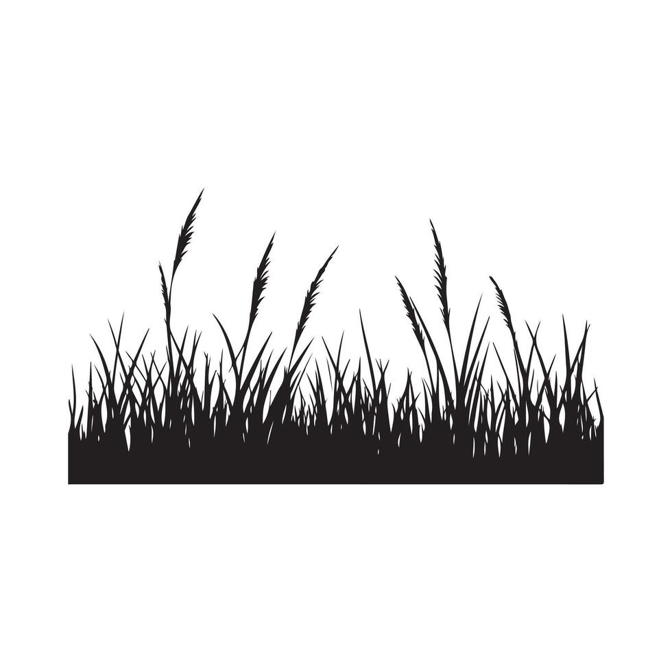 Grass simple minimal black color silhouette vector