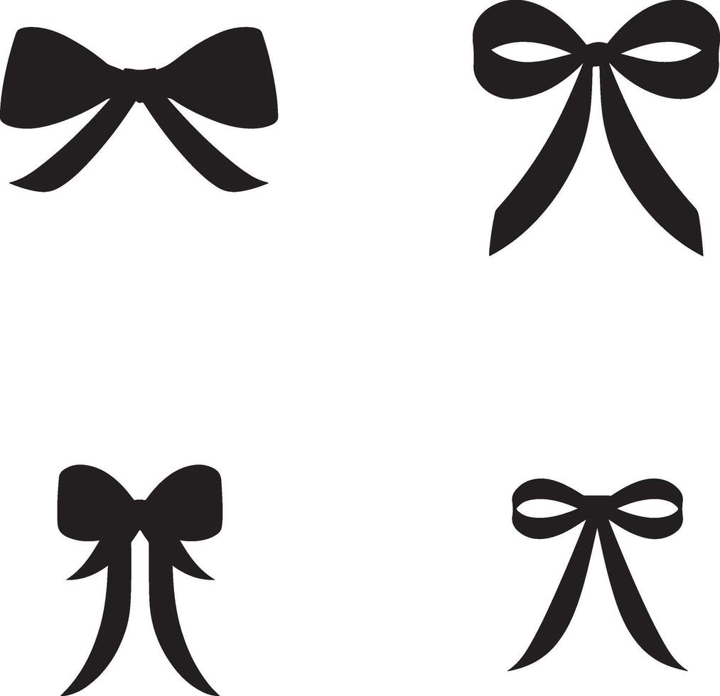 Ribbon set simple minimal black color silhouette vector
