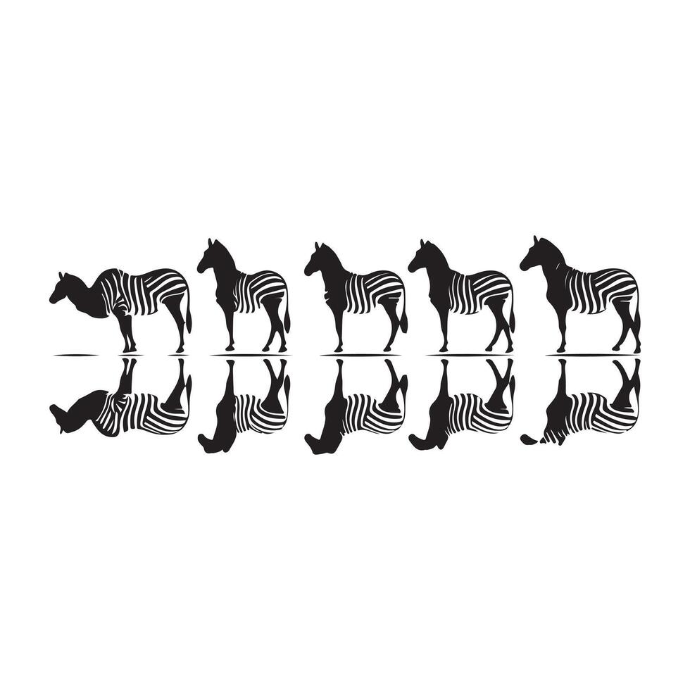 Silhouettes of zebras on a white background vector