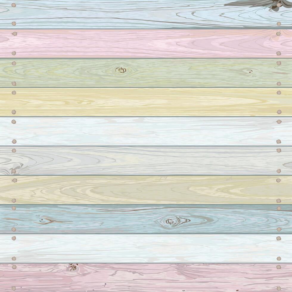 Mixed used cut timber panels pastel painted fade condition square background graphic illustrated. Wooden texture pattern tropical style. vector