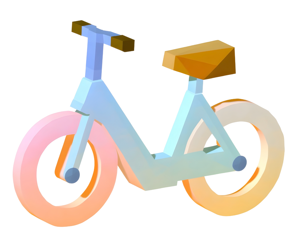 low poly 3d icon of bicycle png