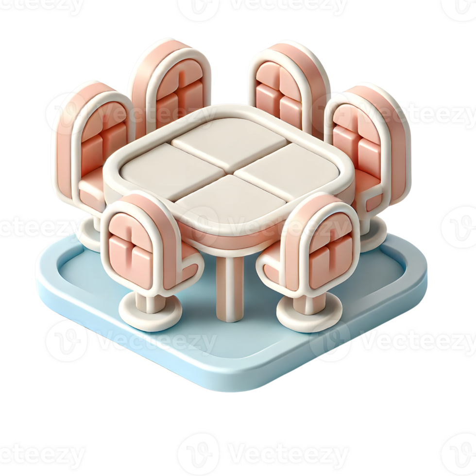 Professional 3D Icon of Meeting Room Table png