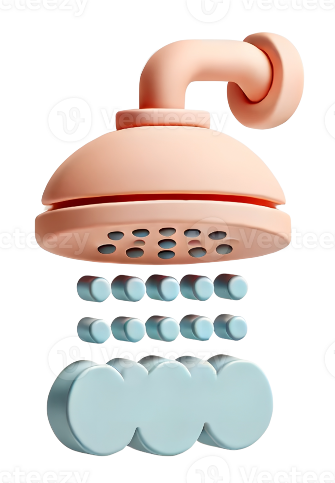showerhead 3d icon bathroom essentials illustration png