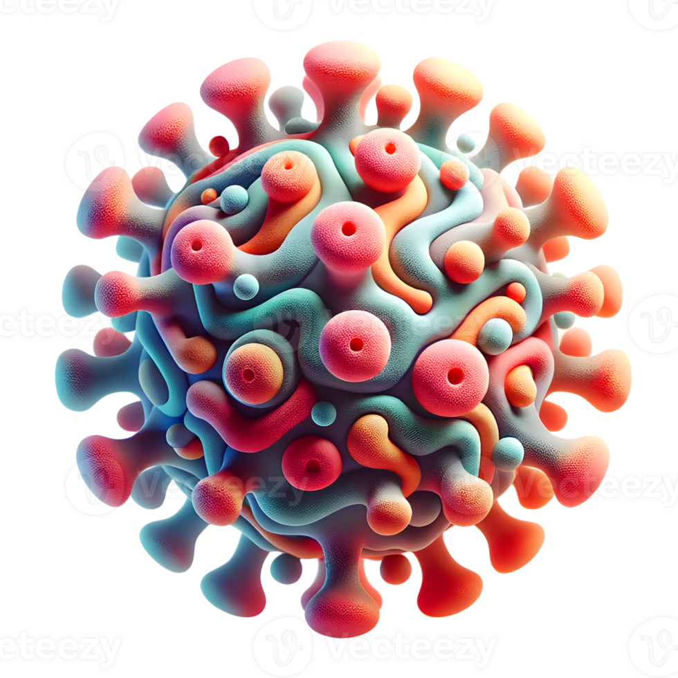 3D Colorful Virus Icon with Soft Texture png