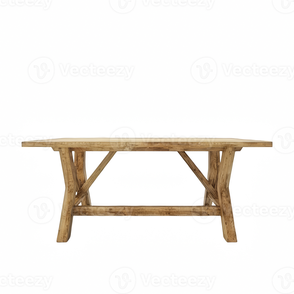 Wooden Trestle table on transparent background png