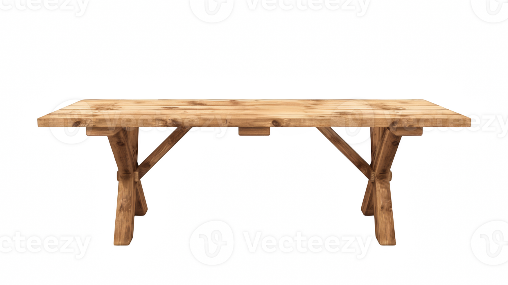 Wooden Trestle table on transparent background png