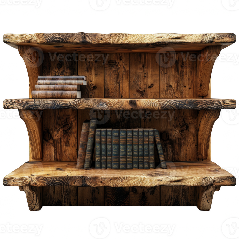 old wooden book shelf png
