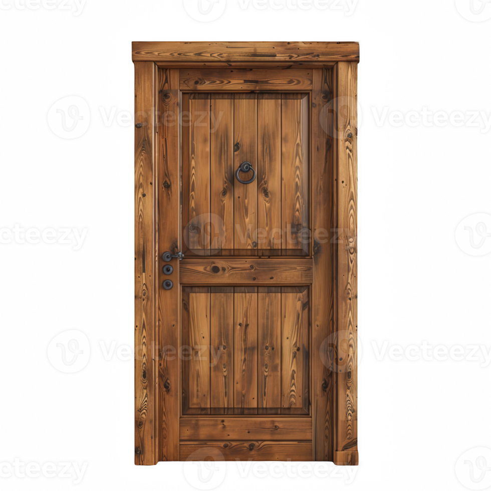 Old vintage wooden door on transparent background png