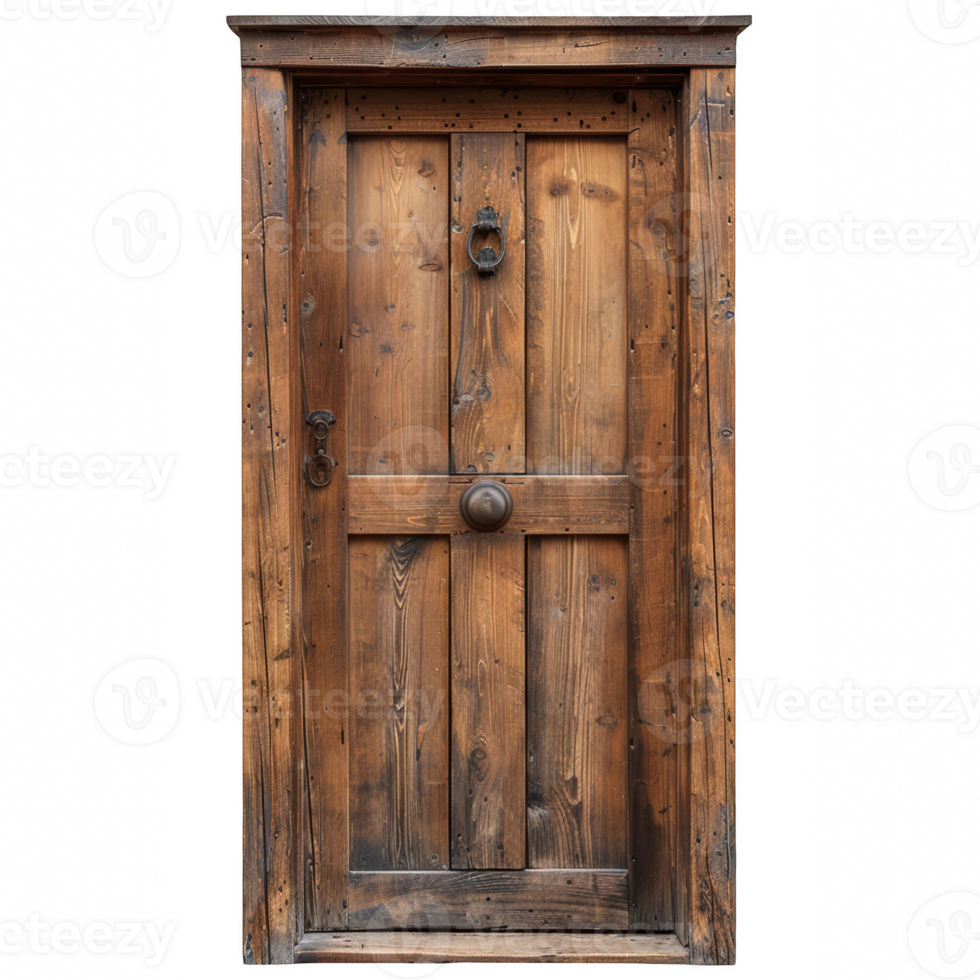 Old vintage wooden door on transparent background png