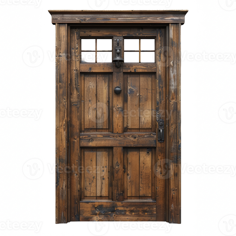Old vintage wooden door on transparent background png