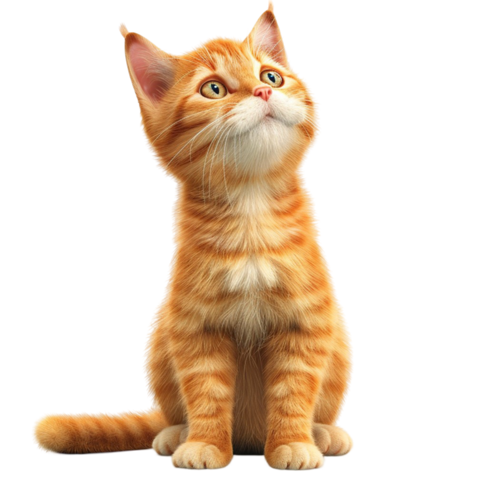 An Orange Cat Sitting On The Ground Looking Up Transparent Background png