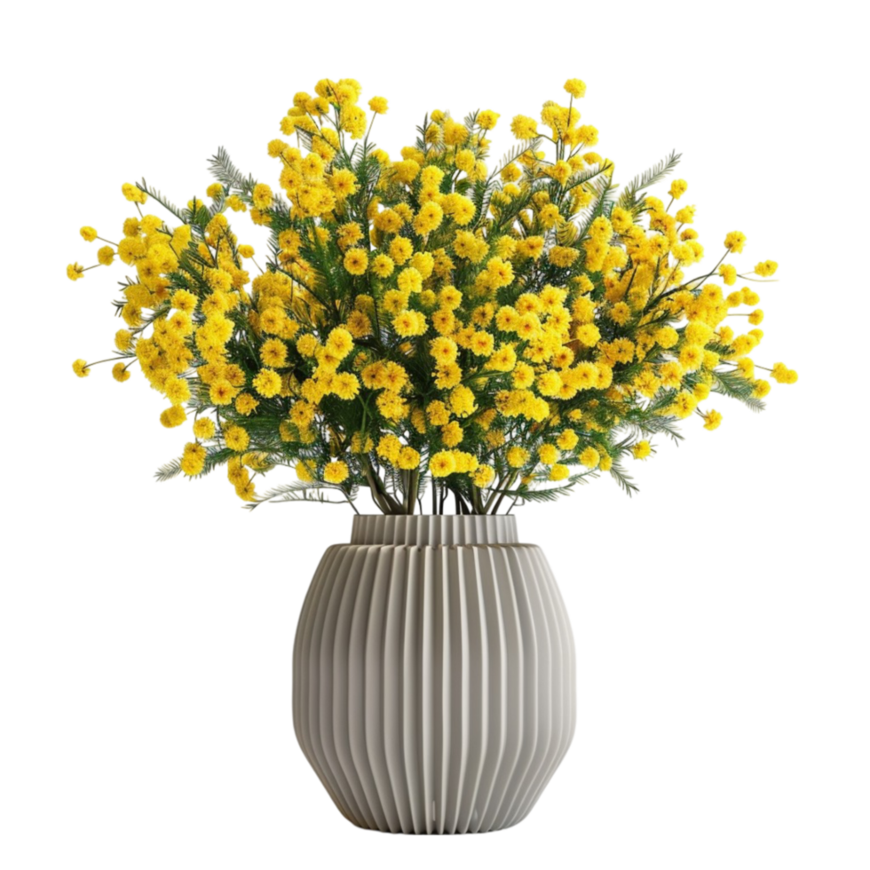 yellow flowers in a vase on a transparent background. png