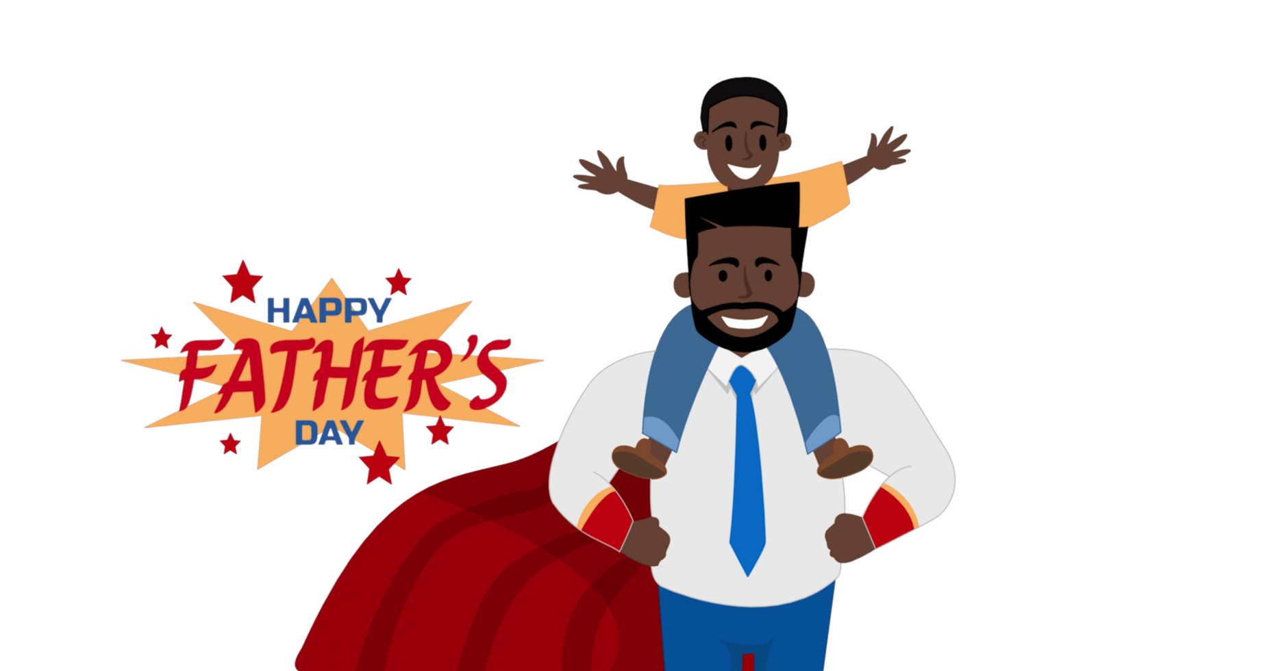 Happy Father's Day African American Father and Son fun time png