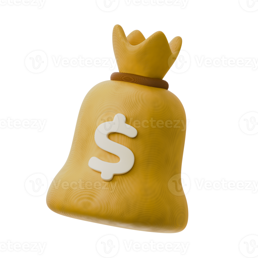 sack bag of money with dollar sign rich and wealth symbol finance theme isolated 3d icon illustration isolated png