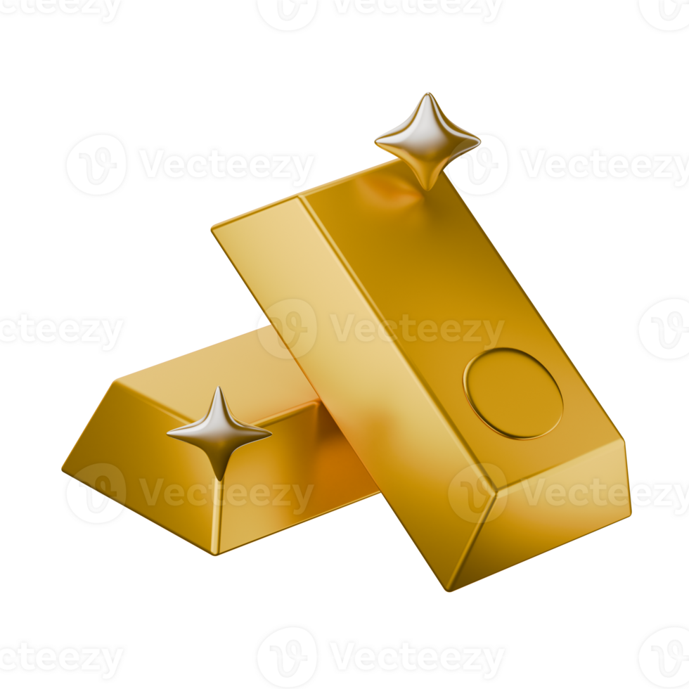 gold bar precious asset investment wealth and rich symbol finance theme isolated 3d icon illustration isolated png