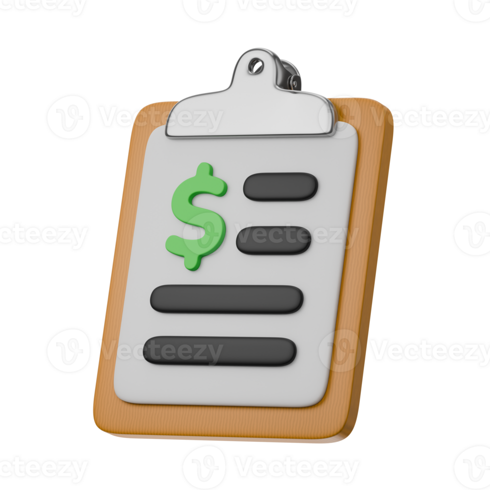 accounting report analysis bill tax paper on notepad finance theme isolated 3d icon illustration isolated png