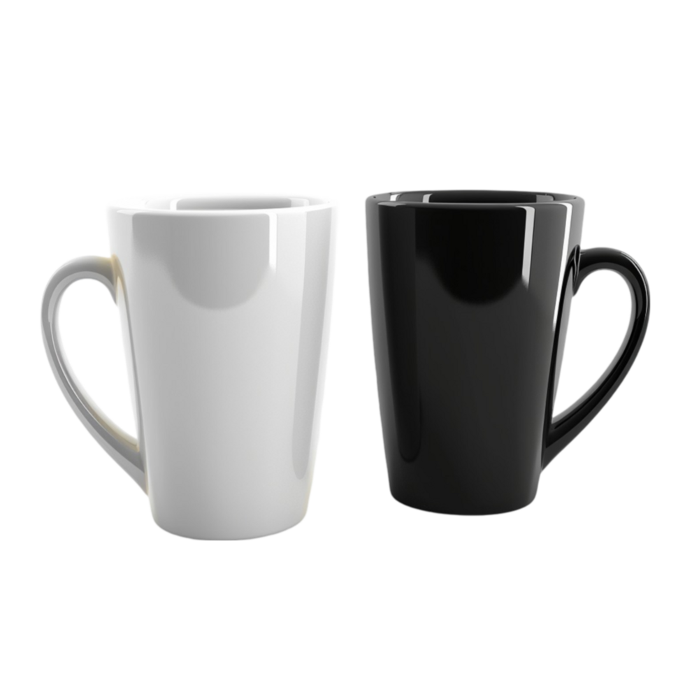 Two Black And White Coffee Mugs On A Transparent Background png