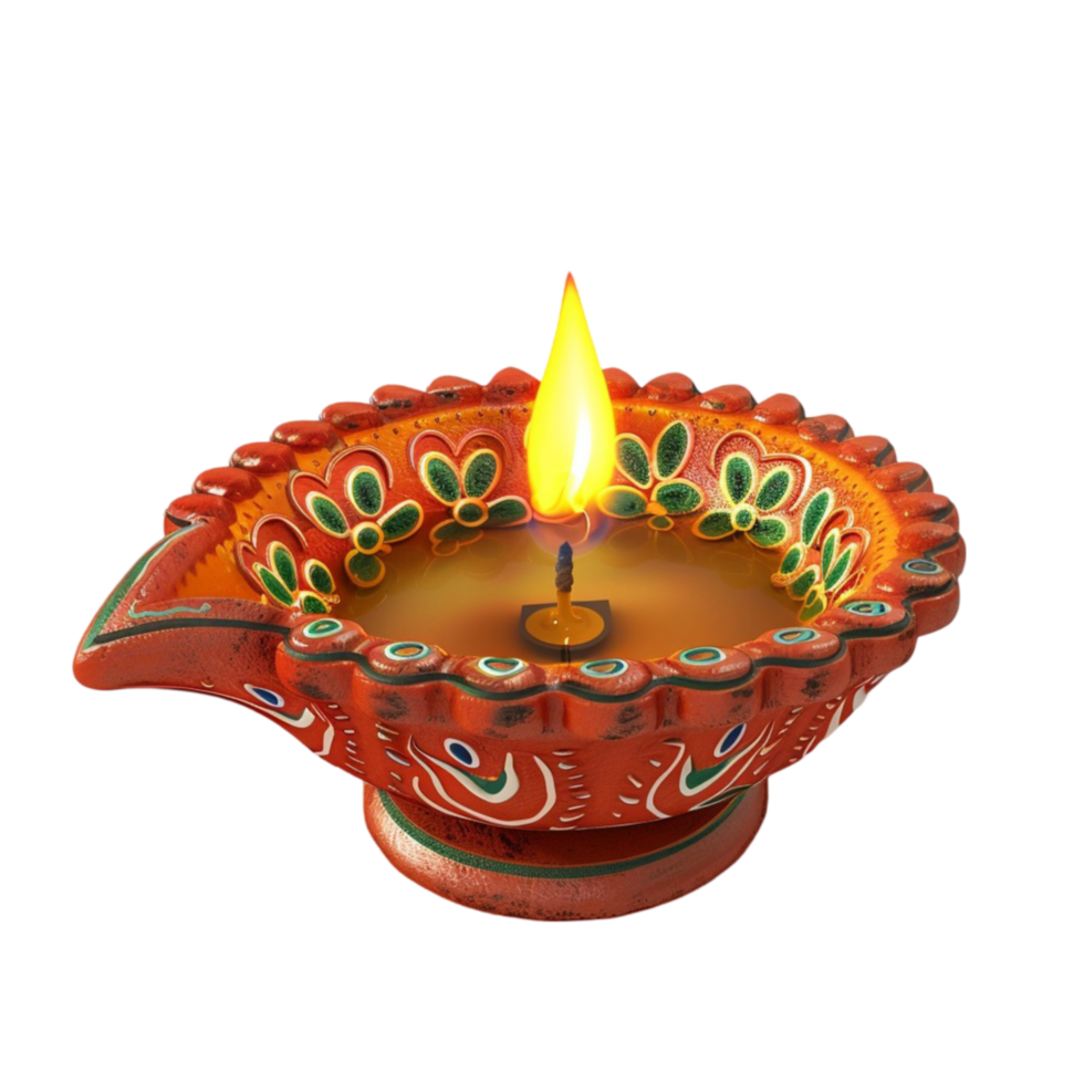 an indian diya candle on a transparent background png