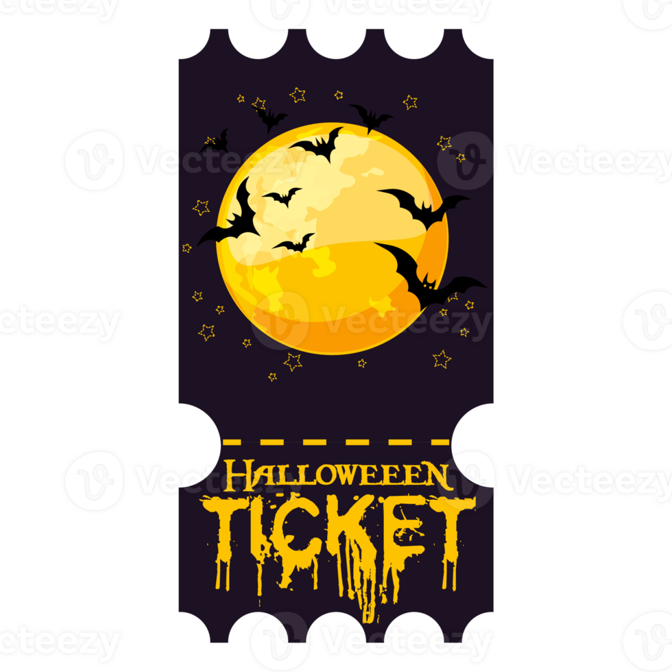 Halloween ticket or entrance pass with full moon png