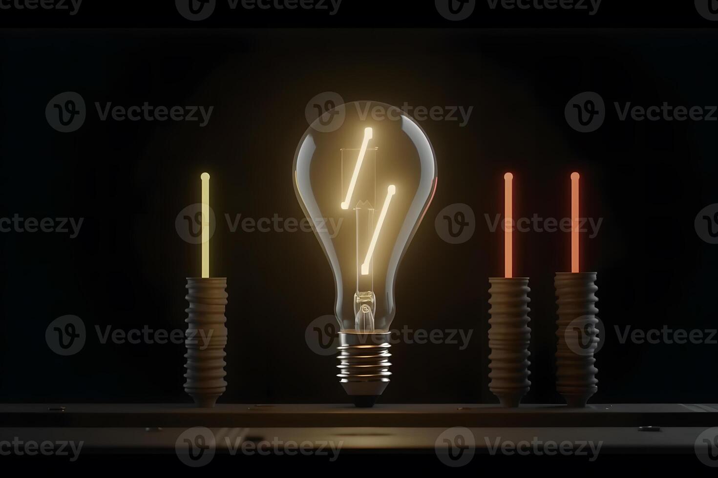 Light bulb in digital abstract technology background. Neural network photo