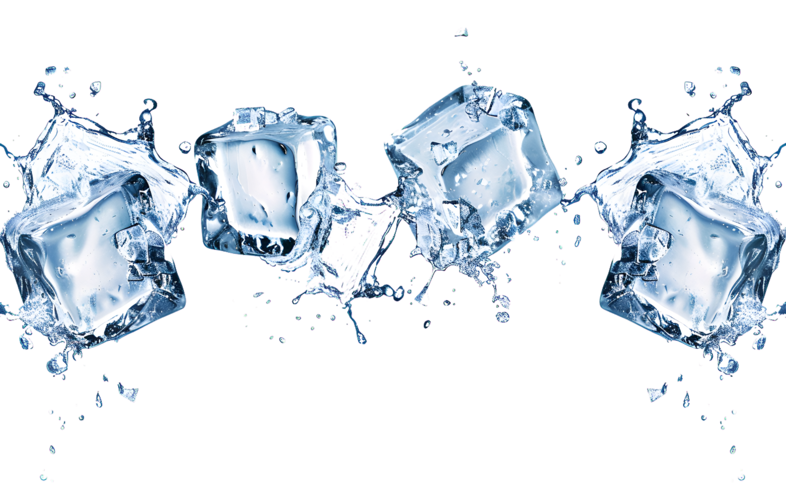 ice cube water splash on transparent background png