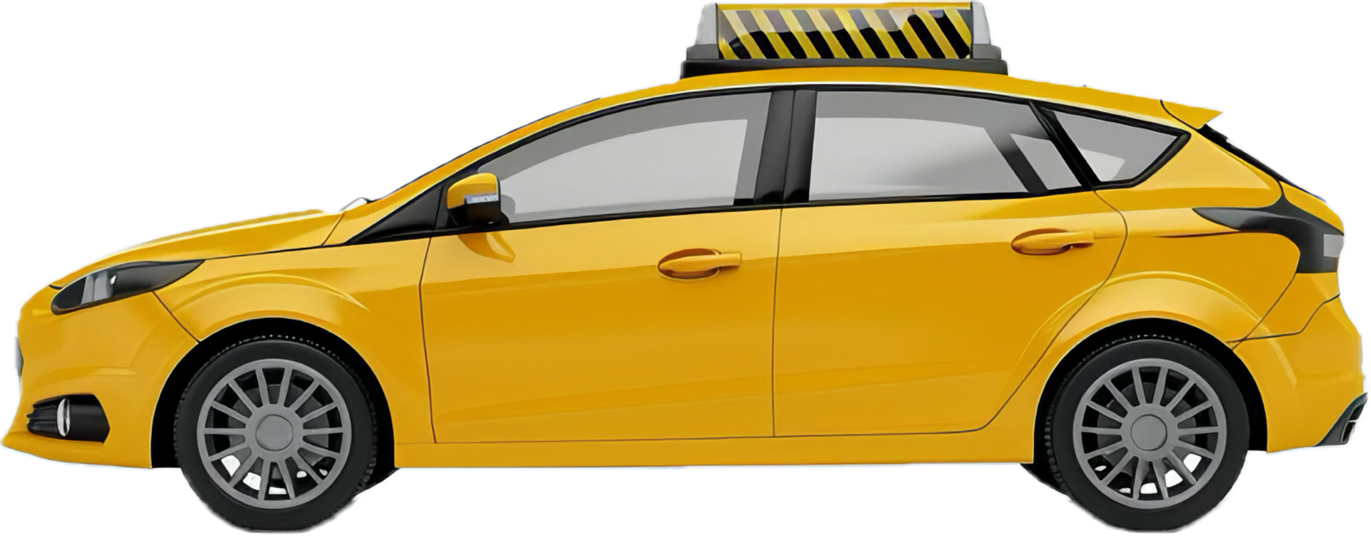 Yellow Taxi Cab with Checkerboard Pattern. png