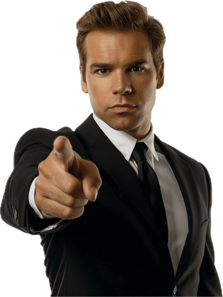 Businessman Pointing Finger at Viewer. png