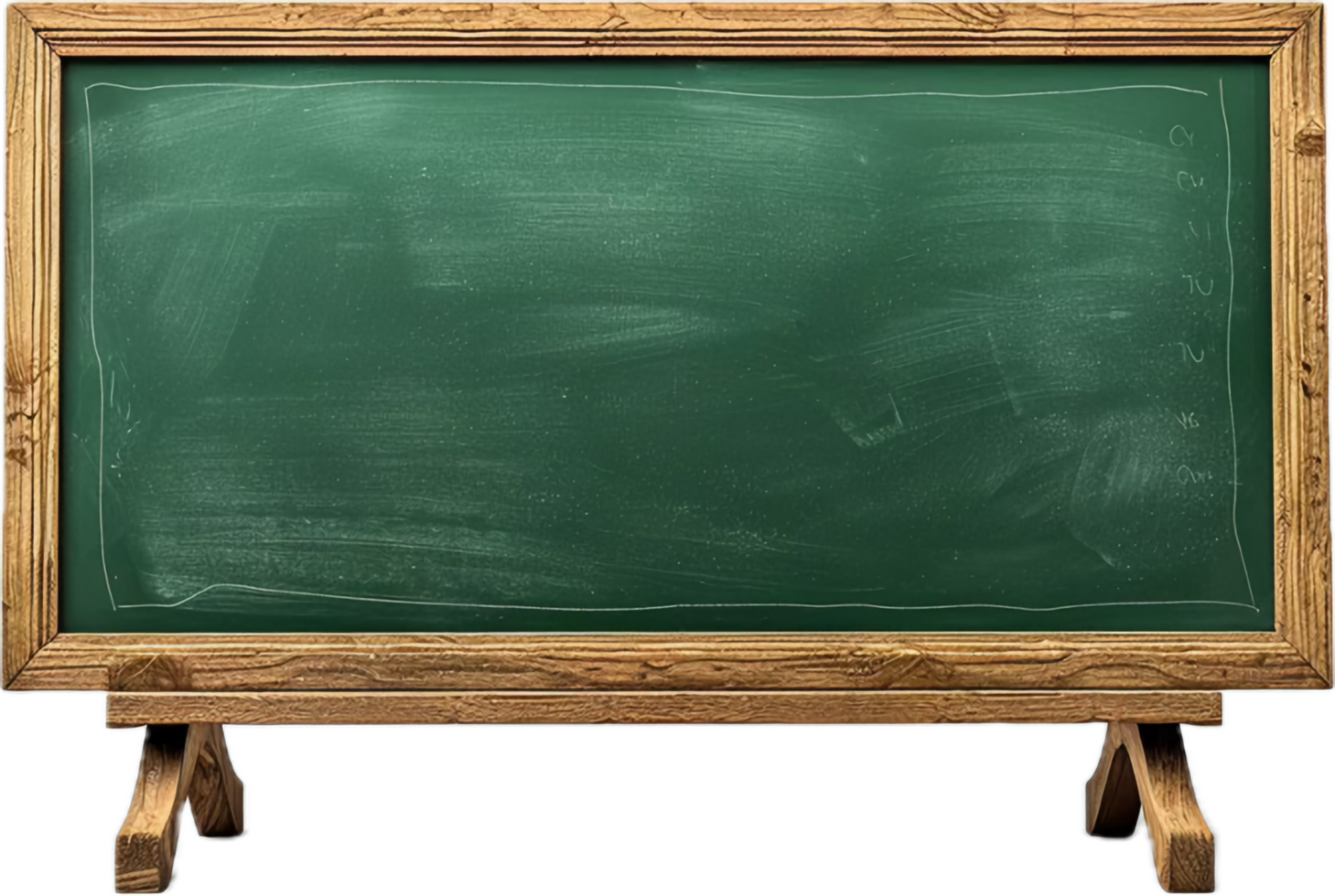 Empty Green Chalkboard with Wooden Frame. png