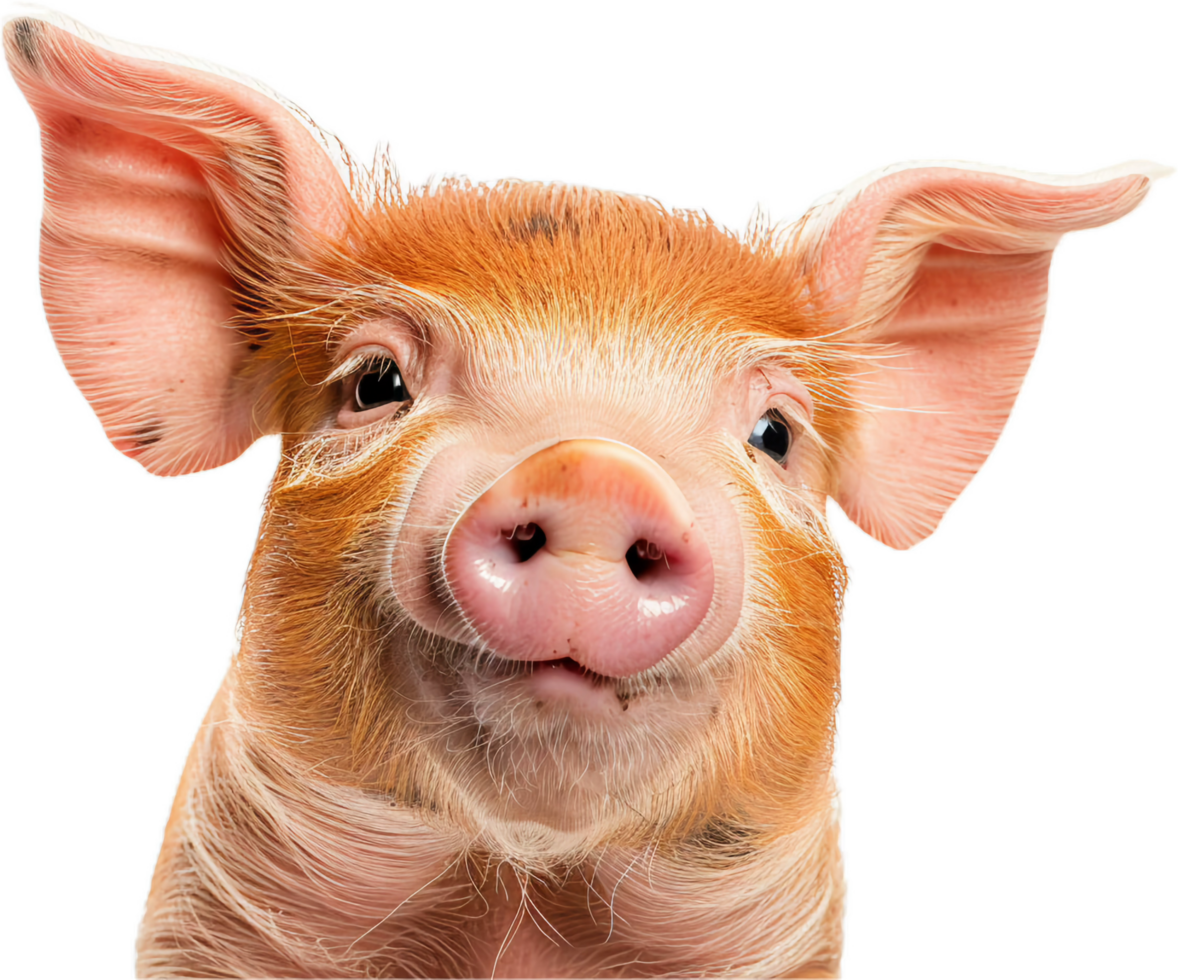 Close-Up Portrait of a Curious Pig. png