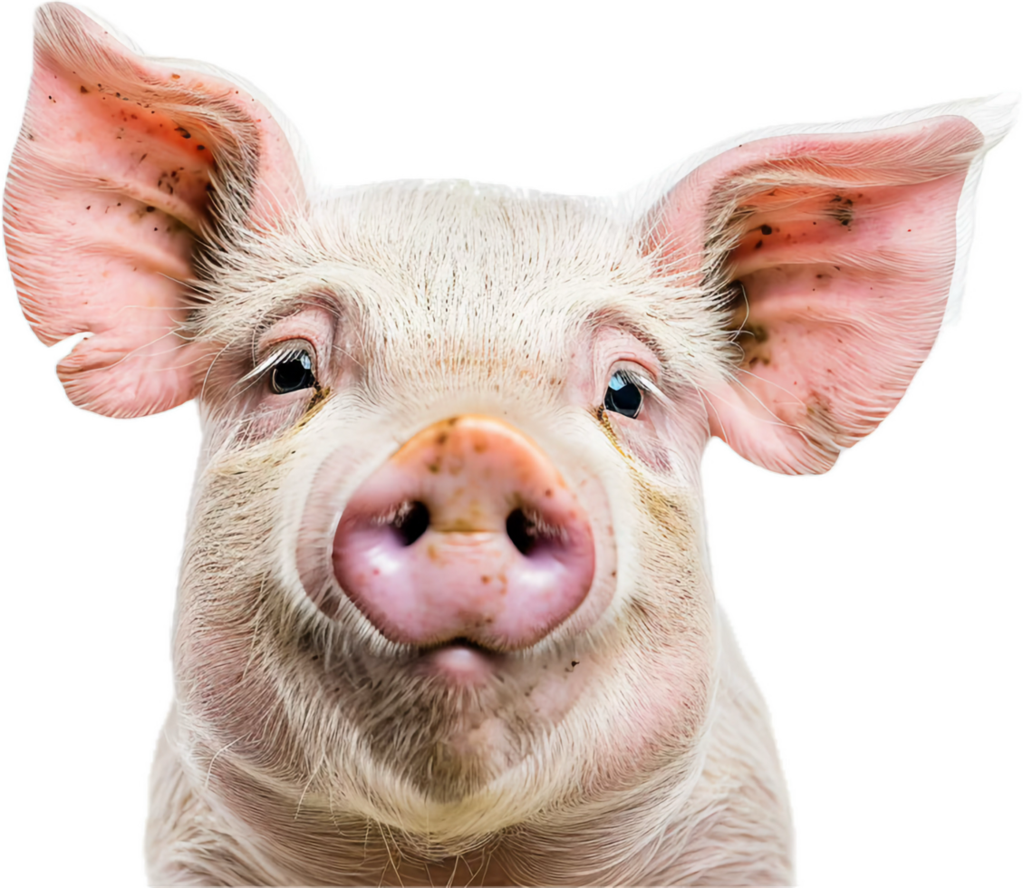 Close-Up Portrait of a Curious Pig. png