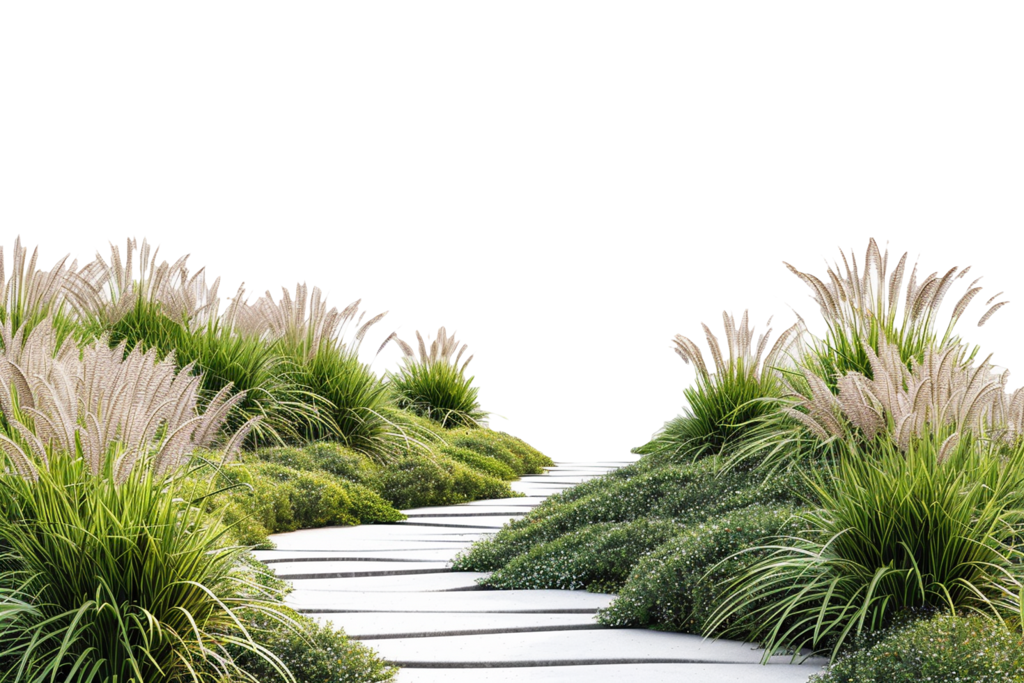 Pebble Pathway with Ornamental Grass. png
