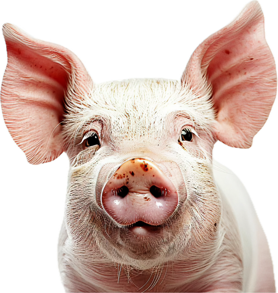 Close-Up Portrait of a Curious Pig. png