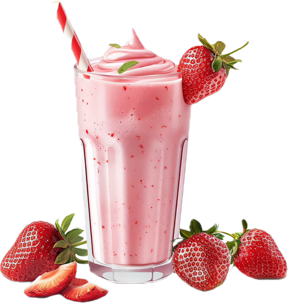 Strawberry Milkshake with Fresh Strawberries. png