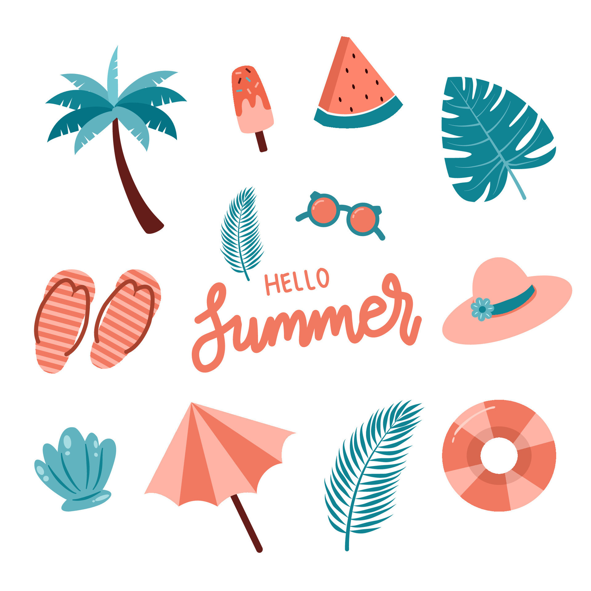 Summer theme clip art set collection 46542967 Vector Art at Vecteezy