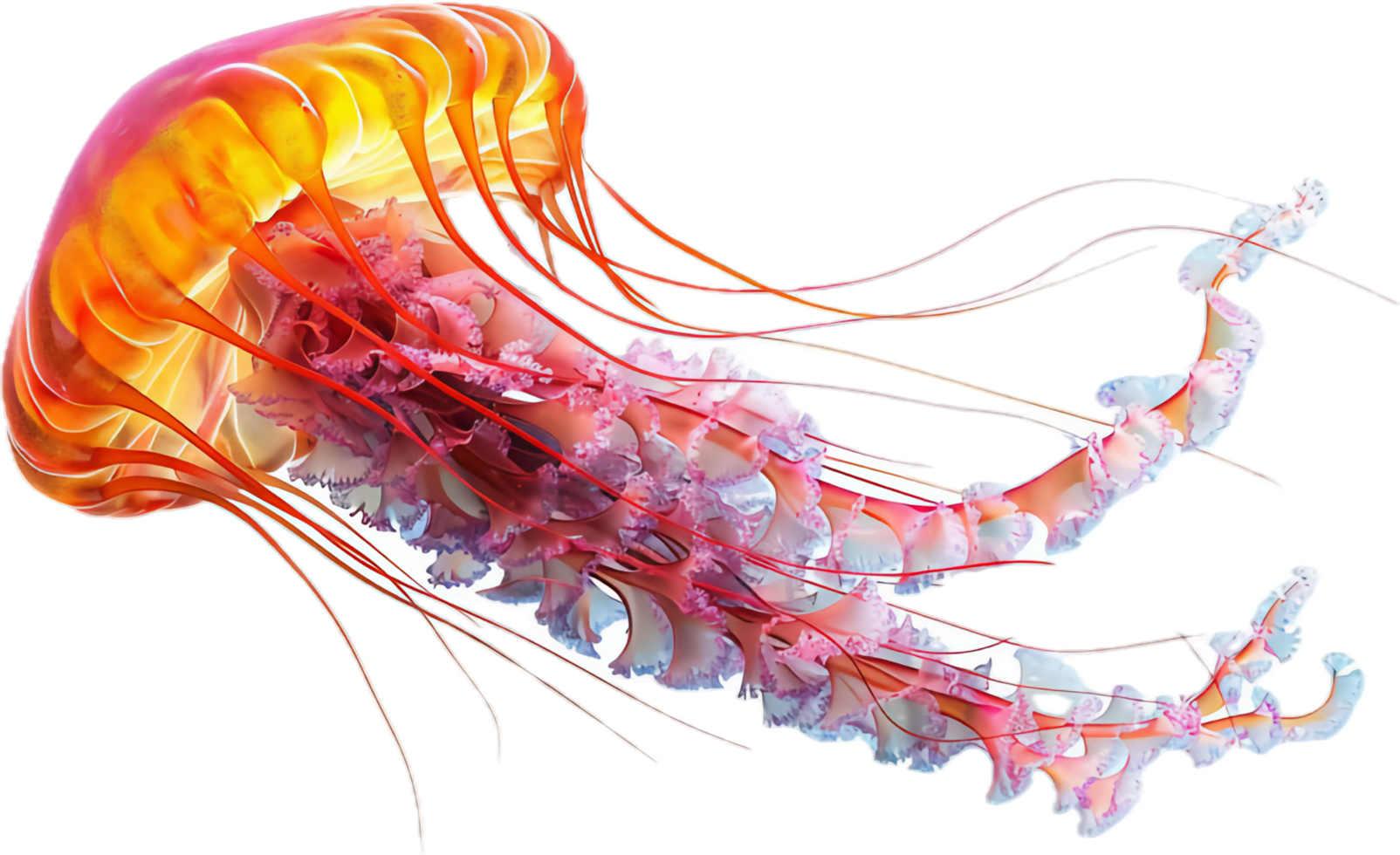 Colorful Jellyfish with Flowing Tentacles. png