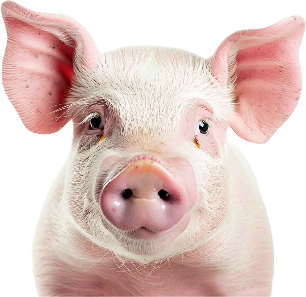 Close-Up Portrait of a Curious Pig. png